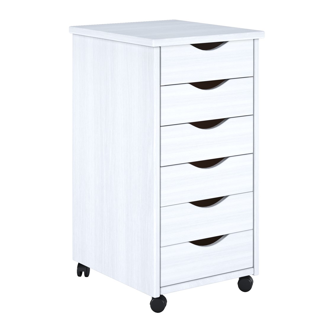 Adeptus Original Roll Cart, Solid Wood, 6 Drawer Roll Cart, White  (13.4" L x 15.4" W x 25.4" H) - image 1 of 9