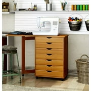Adeptus Original Roll Cart, Solid Wood, 7 Drawer Gate Leg Roll Cart Desk, Extra Wide Drawers