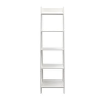 Jela Solid Wood 5 Shelf Ladder Bookcase White