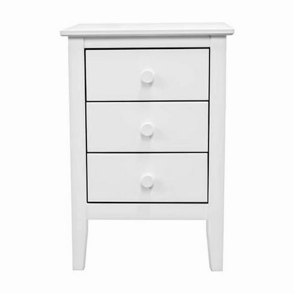 Jela Solid Wood Easy Pieces 3 Drawer End Table/Nightstand - White