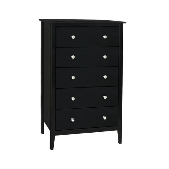 Jela Solid Wood Easy Pieces Five Drawer Dresser - Black