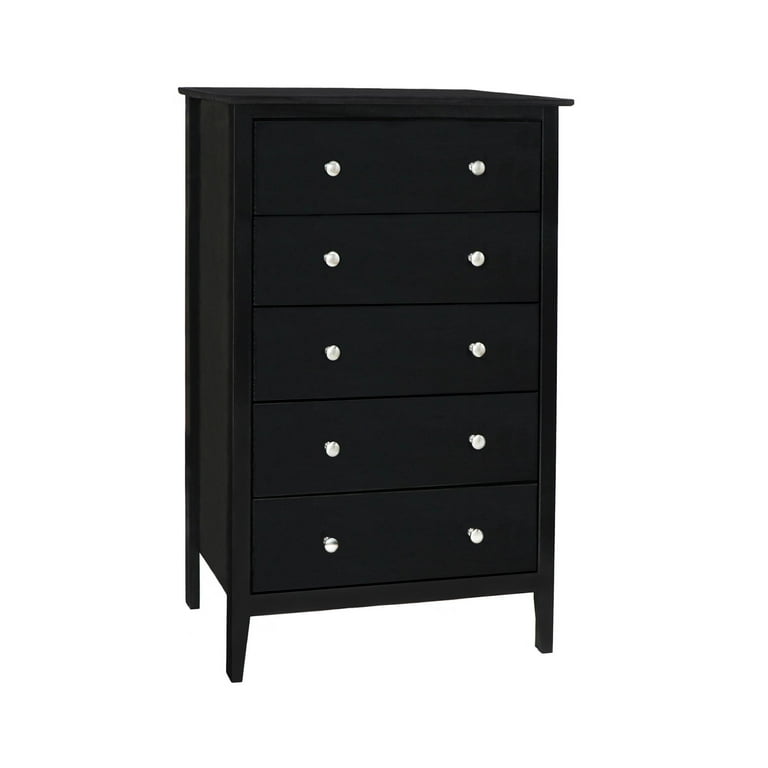 Adeptus Solid Wood Easy Pieces 5 Drawer Chest of Drawers Black