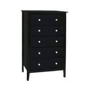 Adeptus Solid Wood Easy Pieces 5 Drawer Chest of Drawers - Black
