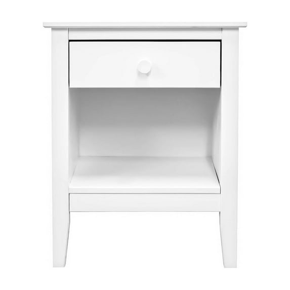 Adeptus Solid Wood Easy Pieces Single Drawer End Table/Nightstand w/Cubby - White