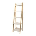 thumbnail image 1 of Jela Solid Wood Split 5 Shelf Ladder Bookcase - Natural Legs-White Shelves, 1 of 8