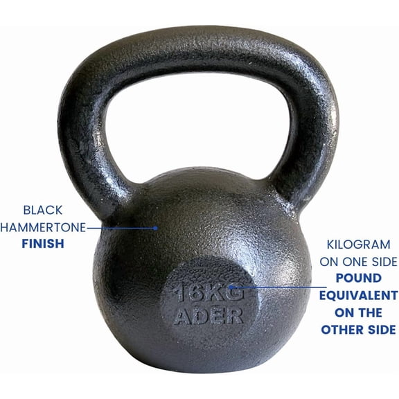 Ader 16kg Premier Kettlebell - 35lbs Cast Iron Weight for Strength Training