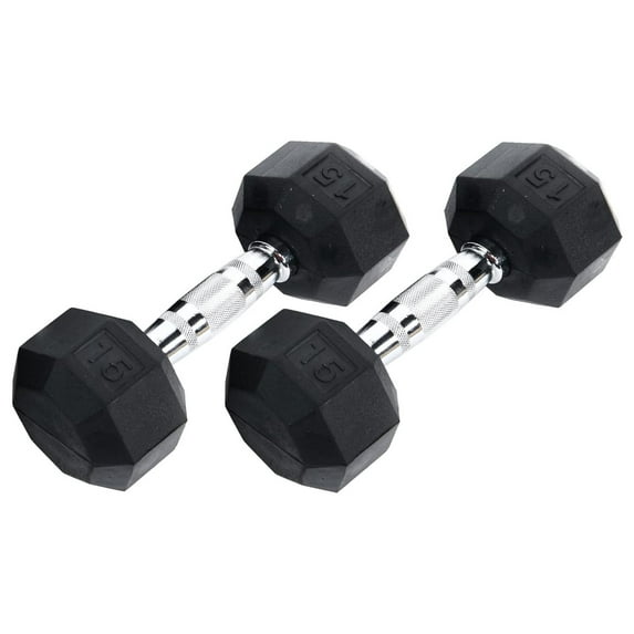 Ader 2lb-120lb Black Octagon Rubber Dumbbells Pair