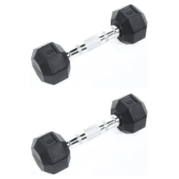 Ader 2lb-120lb Black Octagon Rubber Dumbbells Pair