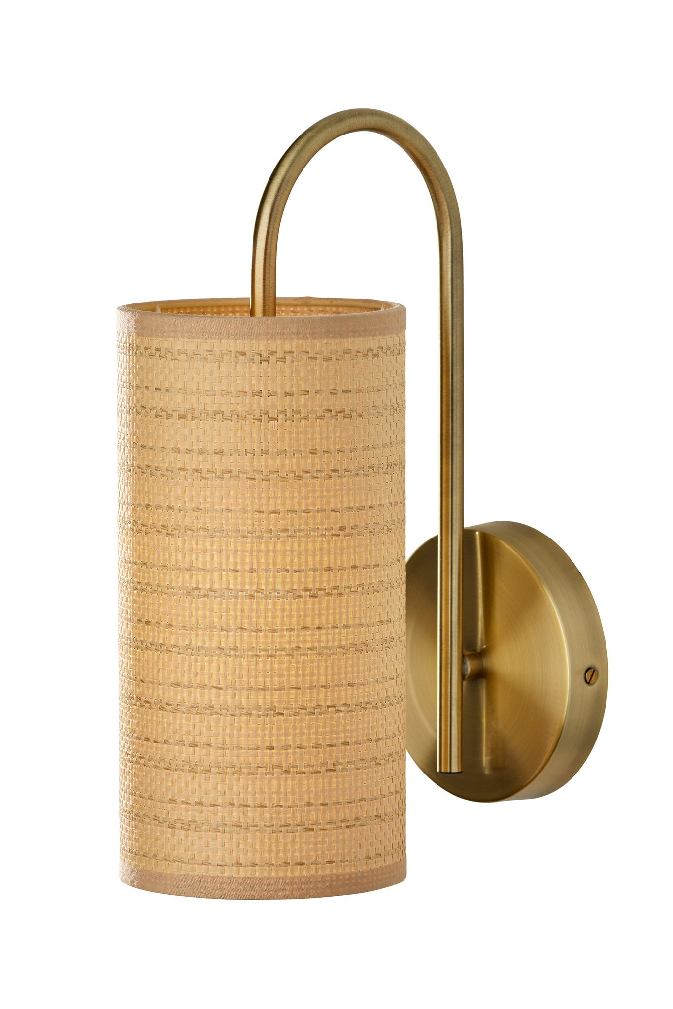 Antique Brass Wall Sconce with Woven Paper Shade