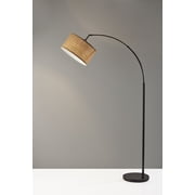 Adesso 68  Traditional Rotary Switch Antique Bronze Arc Floor Lamp with Burlap Drum Shades