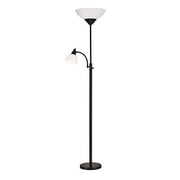Adesso 7202-01 Piedmont 71" Torchiere with Adjustable Reading Lamp, 2 Lights, Black, Smart Outlet Compatible