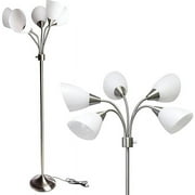 Adesso 7205-22 5-Light Multi-White Shade Floor Lamp Adjustable Gooseneck Arms Silver-