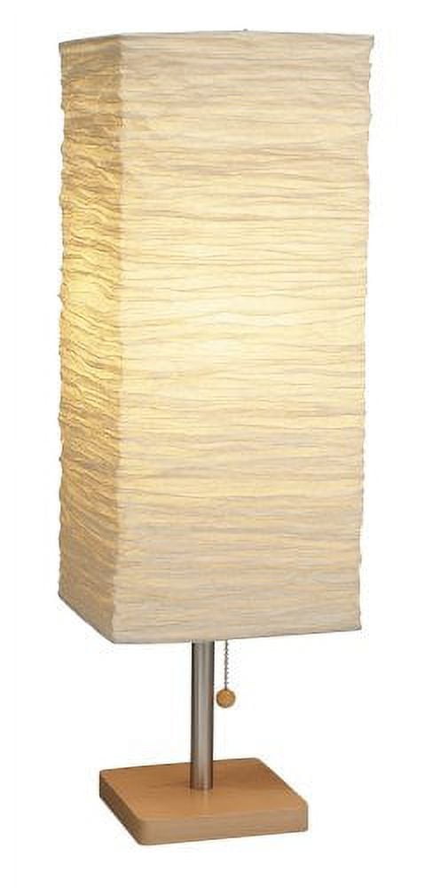 Natural Rubber Wood and White Crinkle Paper Adjustable Table Lamp