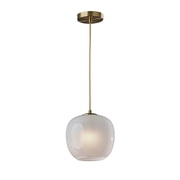 Adesso Magnolia Pendant Modern Antique Brass Round Pendant Light with White Glass Shade