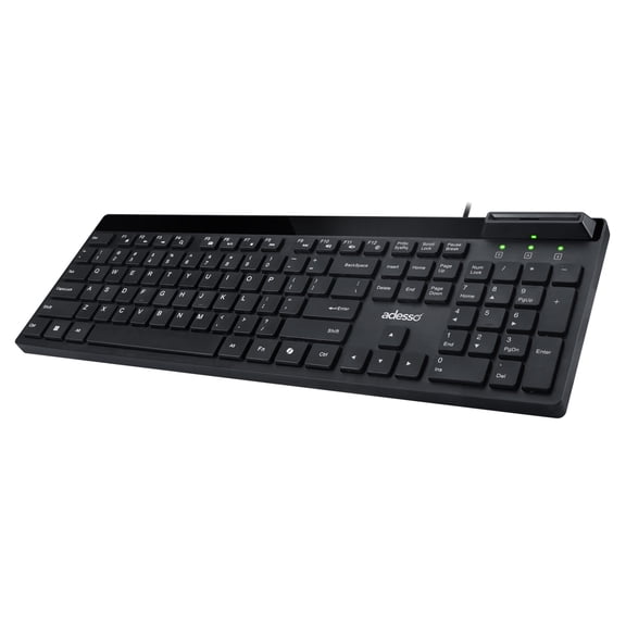 Adesso Wired USB Desktop Keyboard with Smart Card Reader, Full Size
