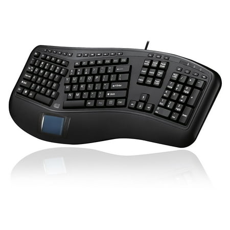 Adesso - AKB-450UB Ergonomic Full-size Wired Membrane Keyboard with Touchpad - Black