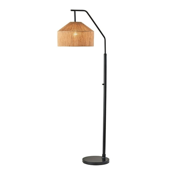 Adesso Amalfi 65" Black Task Floor Lamp with Black Dome Shade