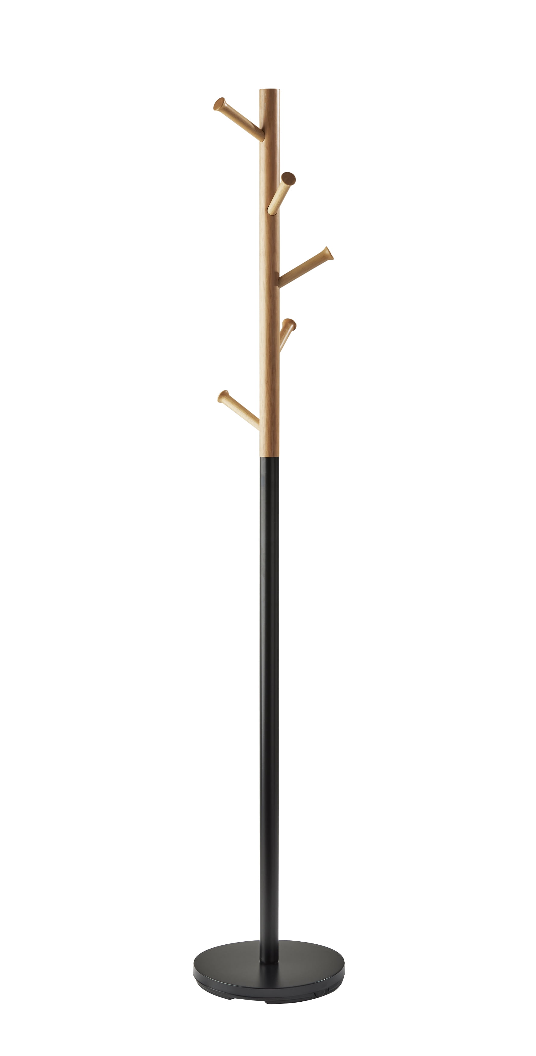 Adesso Arbor Coat Rack Black with Natural Rubberwood Walmart