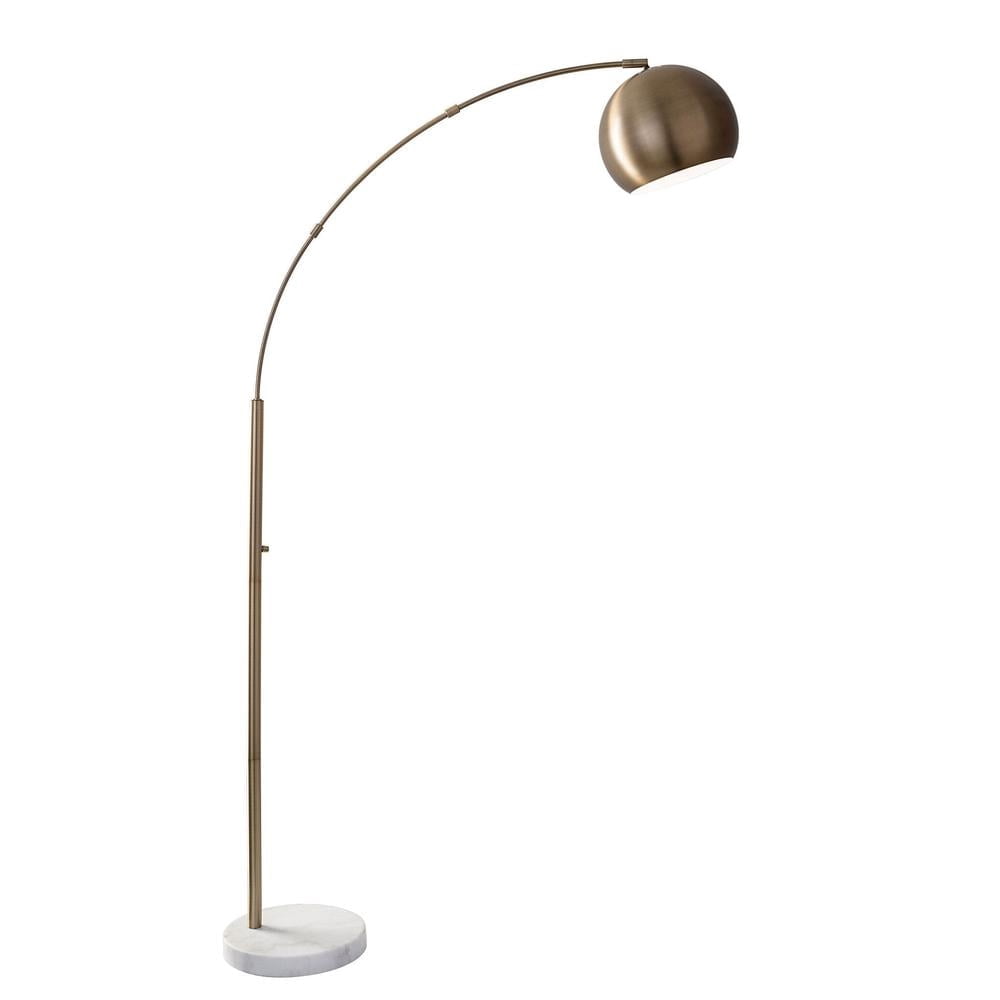 Adesso Astoria 78" Smart Outlet Compatible Dimmable Metal & White Marble Arc Floor Lamp