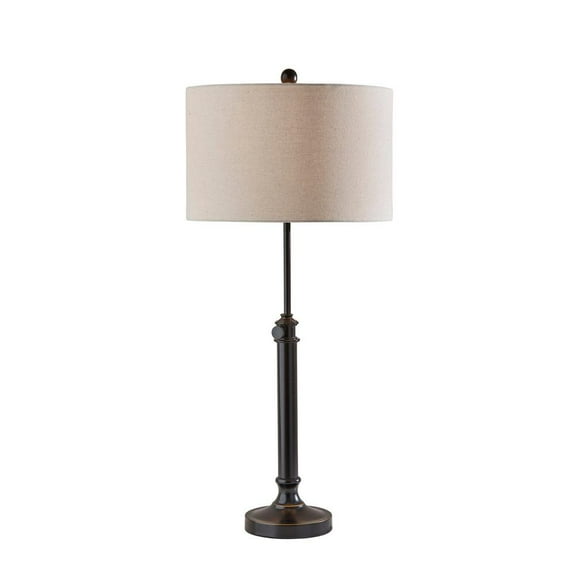 Adesso Barton Table Lamp Antique Bronze Oatmeal Linen