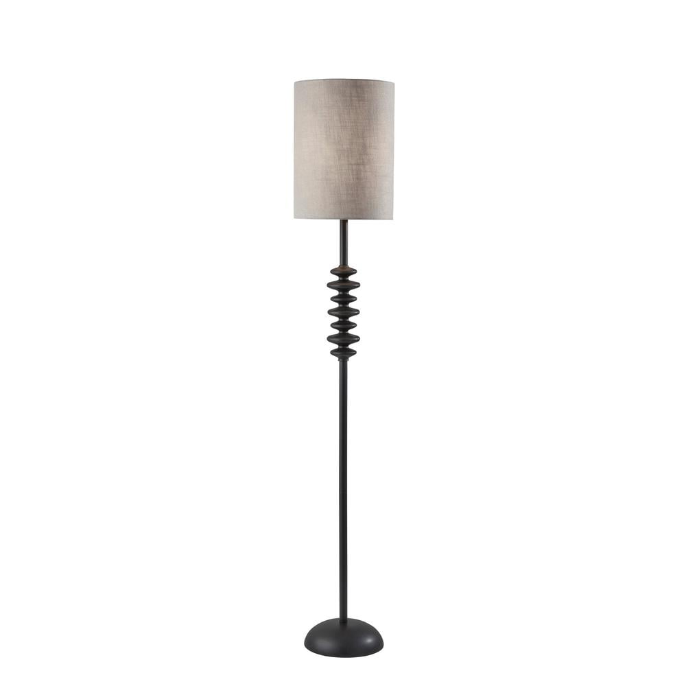 Beatrice Black Polyresin Floor Lamp with Taupe Shade