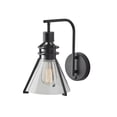 thumbnail image 1 of Adesso Beckett Wall Lamp, Black, Clear Seeded Glass w. Black Metal Frame Shade, 1 of 3