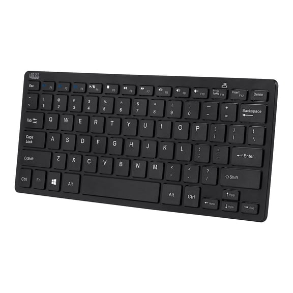 Adesso Bluetooth Wireless SlimTouch Mini Keyboard - Wireless Connectivity - Bluetooth - 30 ft - USB Interface - 78 Key(s) - English (US) - QWERTY Layout - iPad - Windows - Scissors Keyswitch - AAA ...