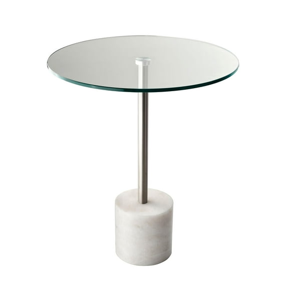 Adesso Blythe End Table Steel/White Marble