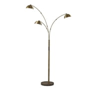 Adesso Bolton 77" 3-Light Modern Touch Dimmer Antique Brass LED Arc Floor Lamp