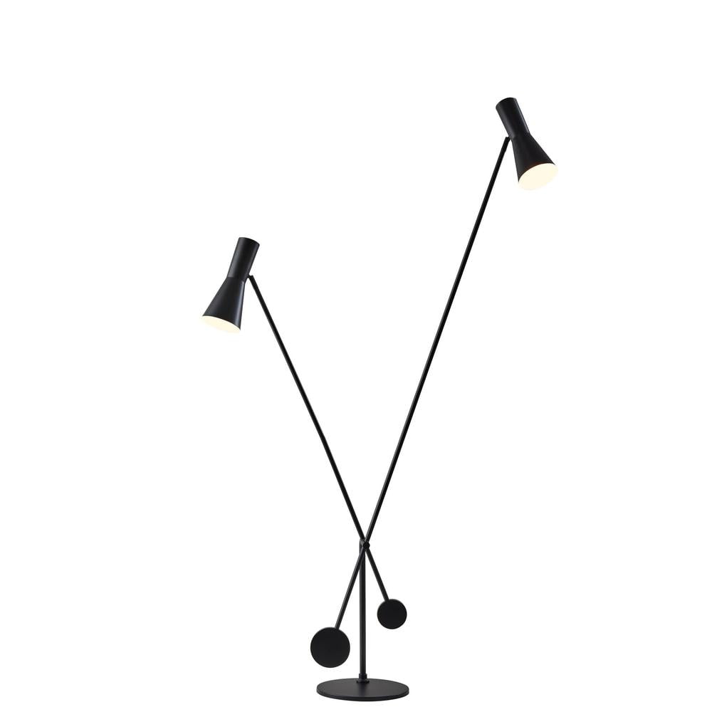 Adjustable Black Metal Dual Shade Floor Lamp