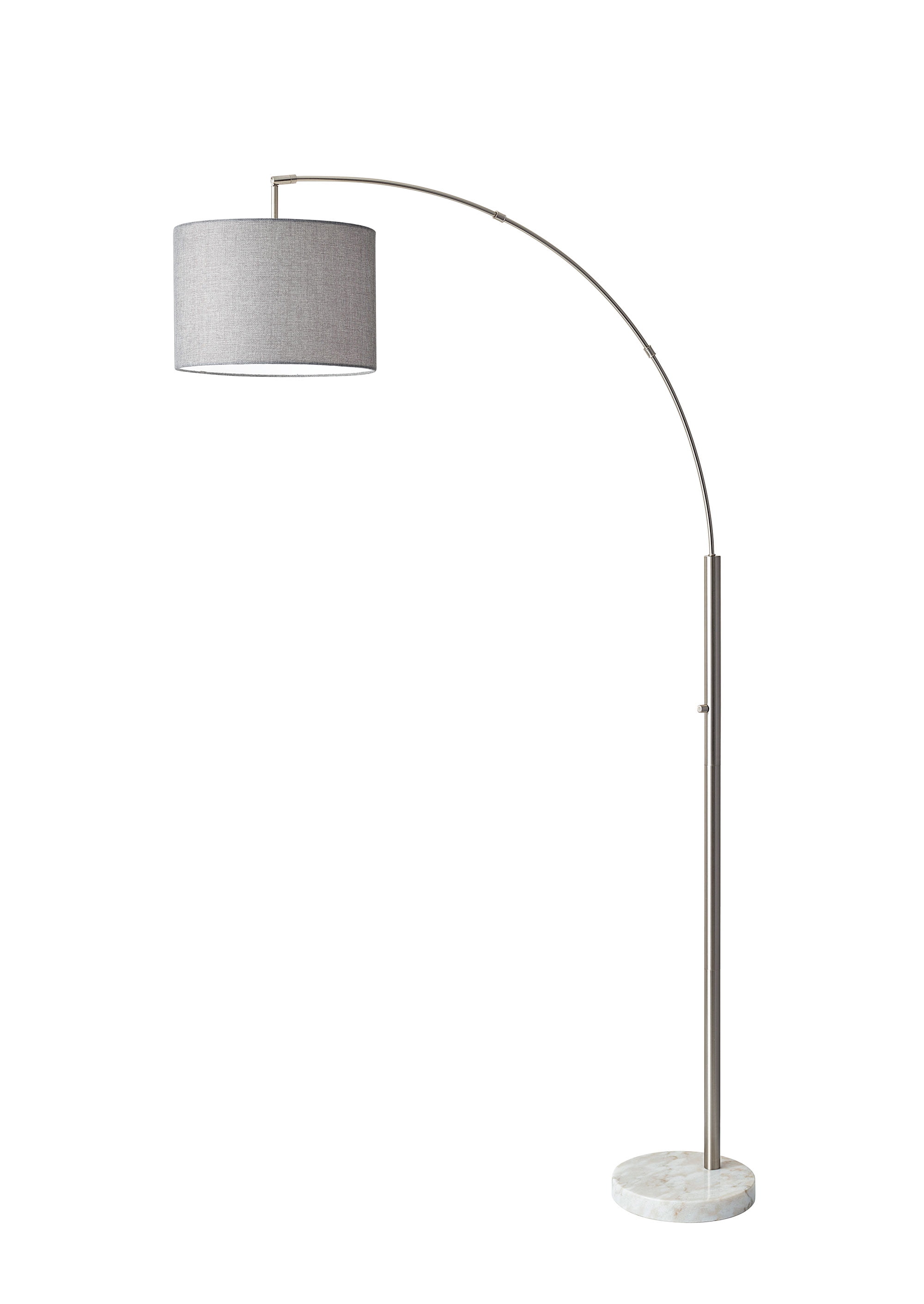 Elegant Brushed Steel Arc Floor Lamp with Adjustable Shade