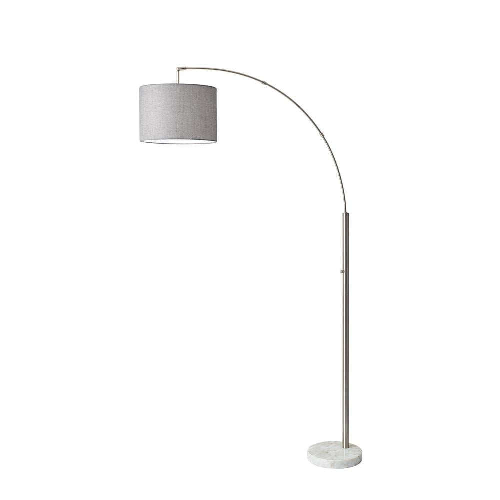 Elegant Brushed Steel Arc Floor Lamp with Adjustable Shade