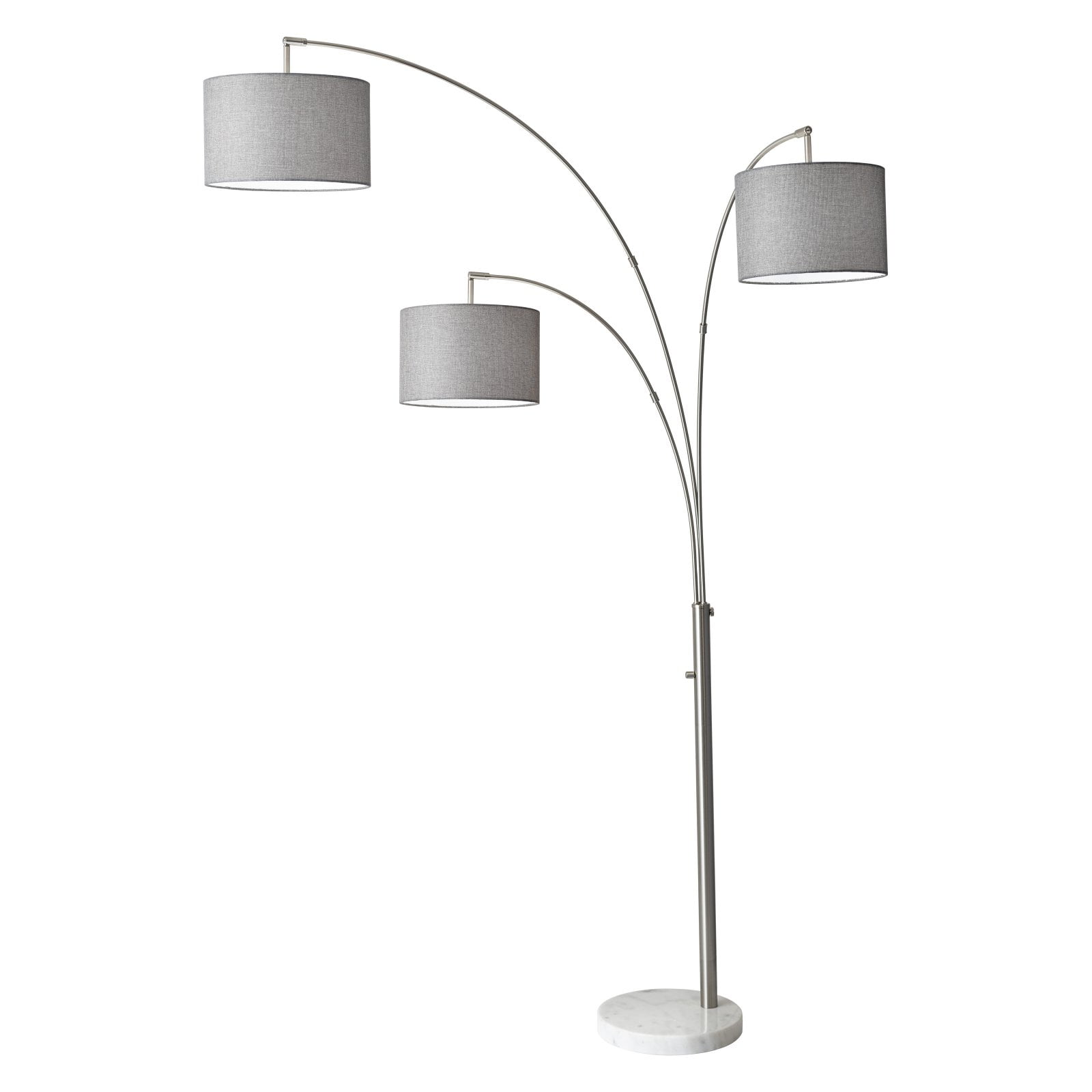 Brushed Steel Arc Floor Lamp with Adjustable Multi-Head Design