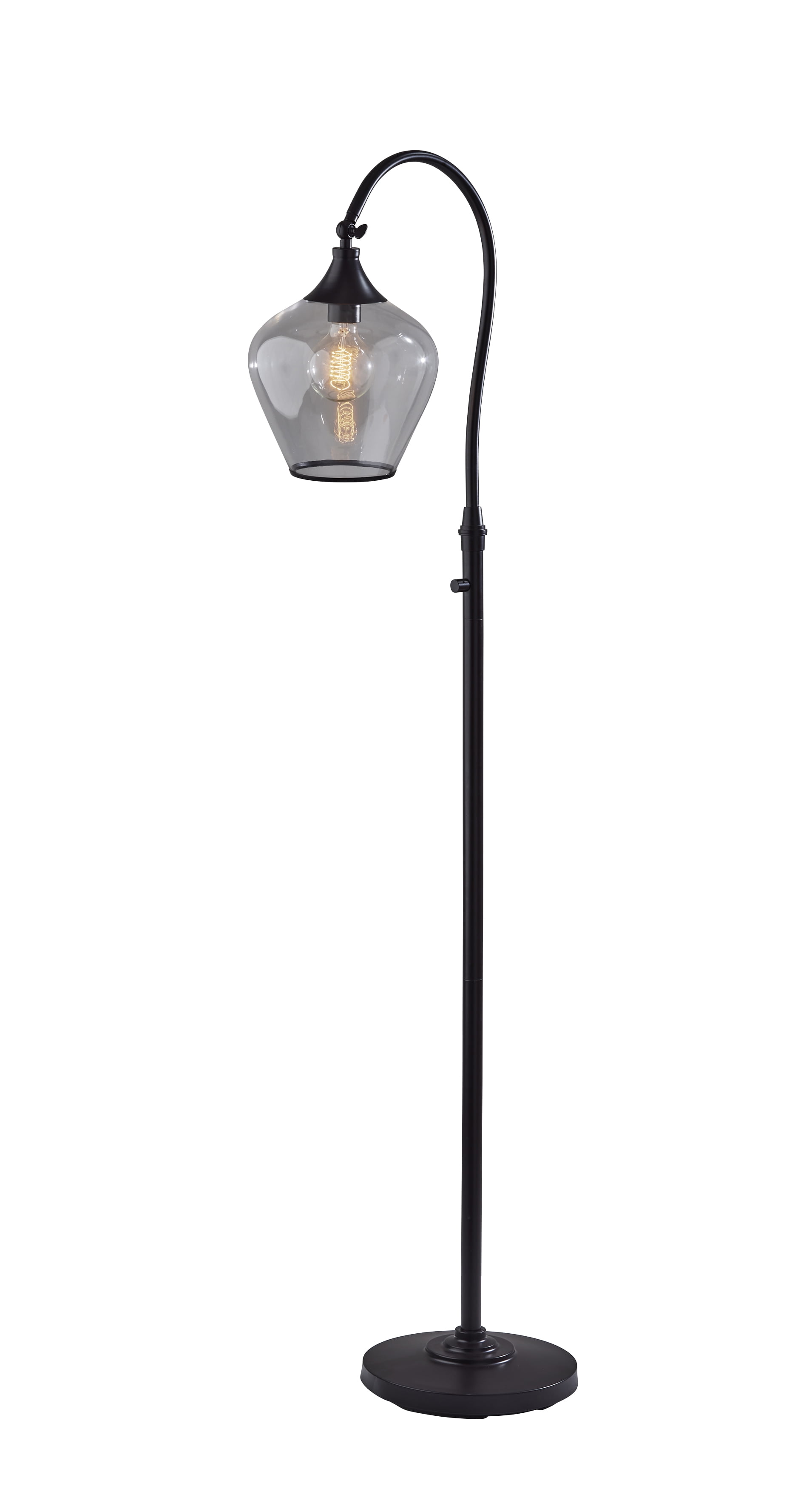 Adesso Bradford Floor Lamp, Dark Bronze, Clear Glass with Metal Rim Shade