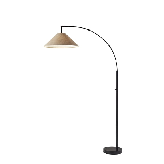 Adesso Braxton Arc Lamp, Dark Bronze, Light Brown Textured Fabric Shade