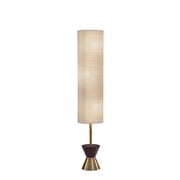 Adesso  Carmen Floor Lamp, 59"H, Beige Shade/Antique Brass And Walnut Base