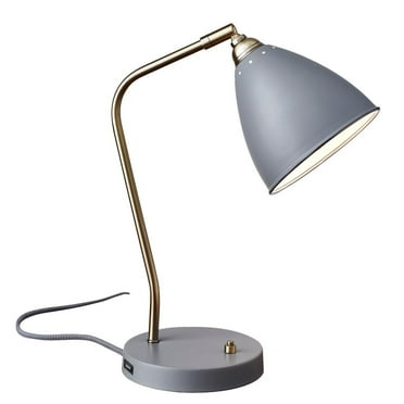 Adesso Chelsea Desk Lamp, Painted Brass,Grey