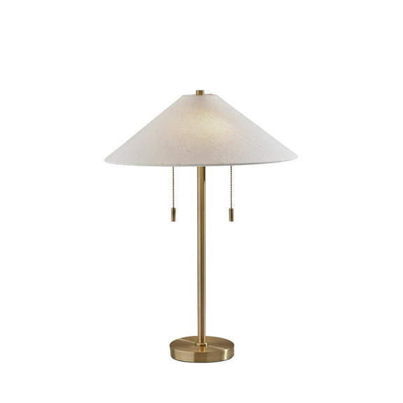 Adesso Claremont 24" 2-Light Twin Pull Chain Antique Brass Table Lamp with Tapered Shade