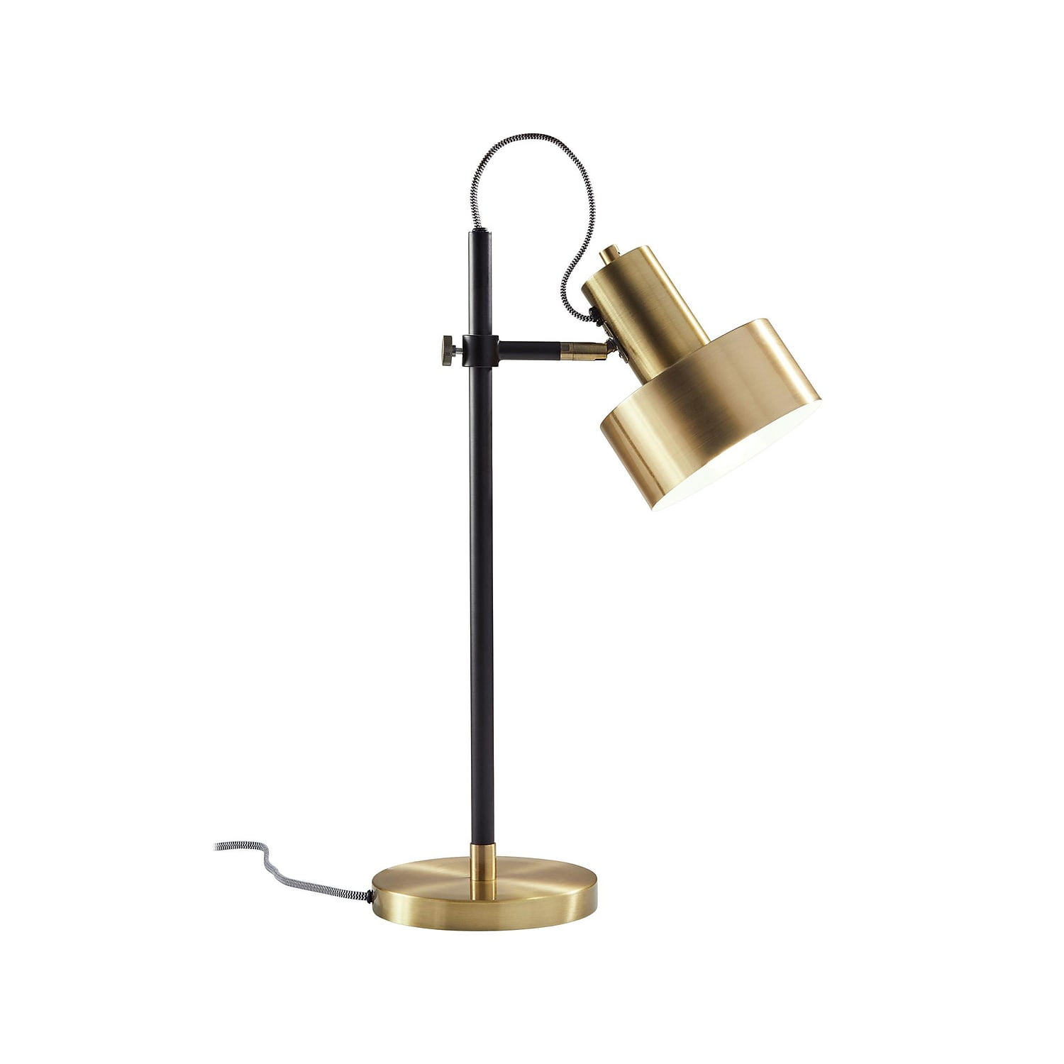 Adesso Clayton Incandescent/CFL Desk Lamp 22.5" Matte Black/Antique Brass (3586-01)