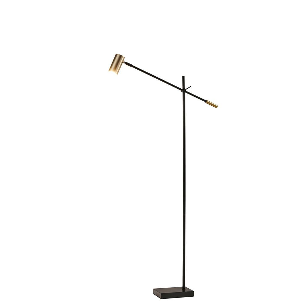 Collette 58'' Adjustable Black & Antique Brass LED Task Floor Lamp