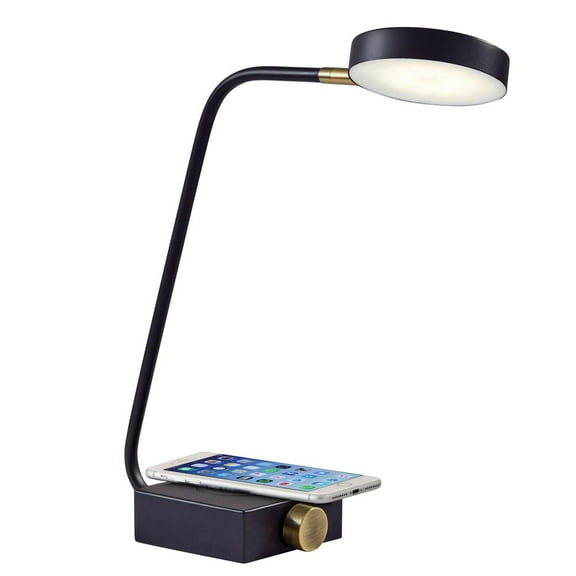 Adesso® Conrad Wireless Charging Desk Lamp, 19"H, Black Shade/Black Base