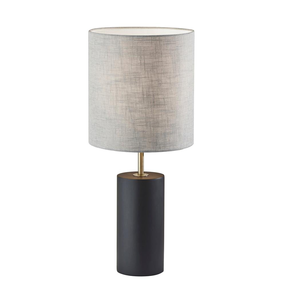 Dean Black Poplar Wood Table Lamp with Light Gray Shade