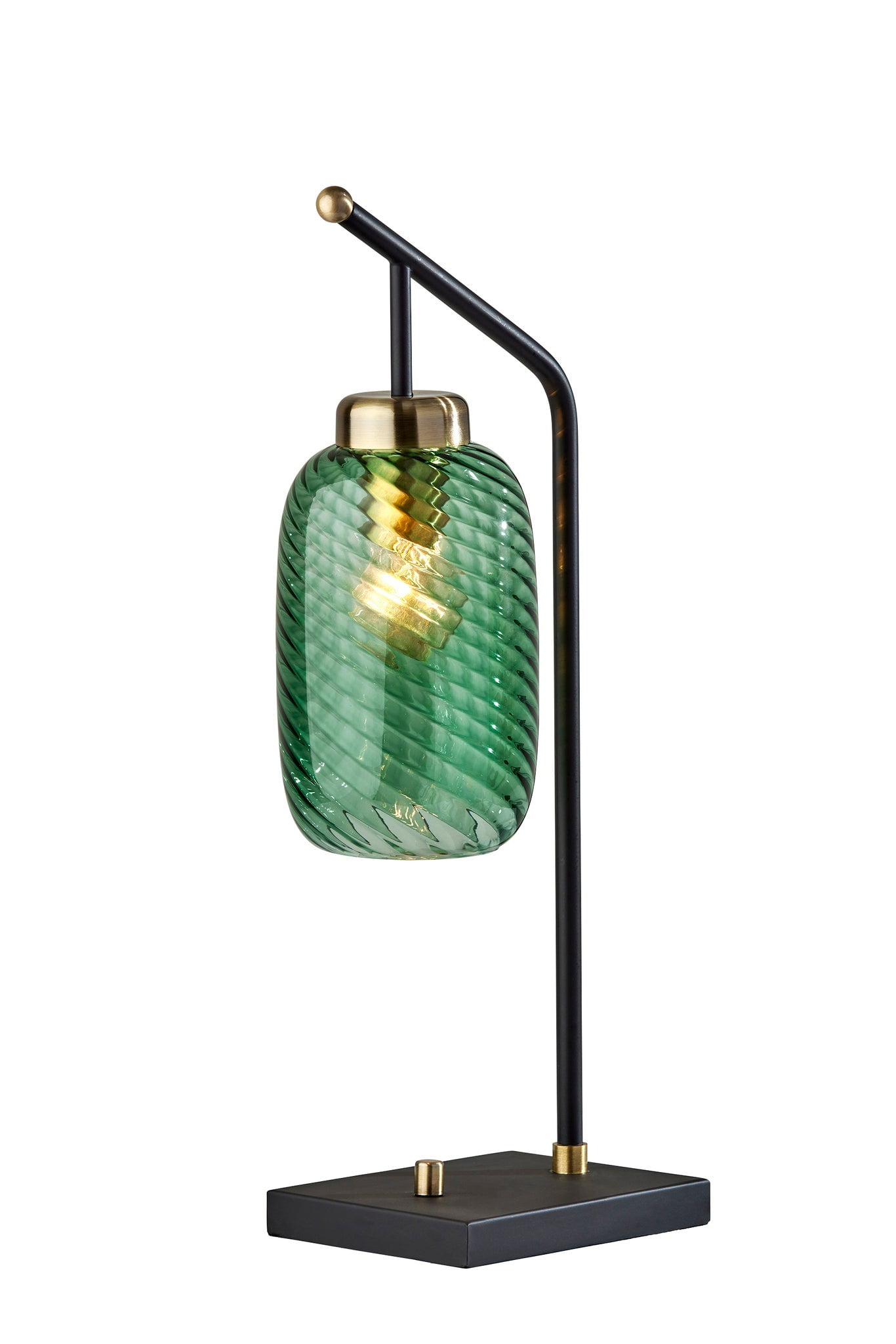 Edison Black Desk Lamp with Emerald Glass Shade