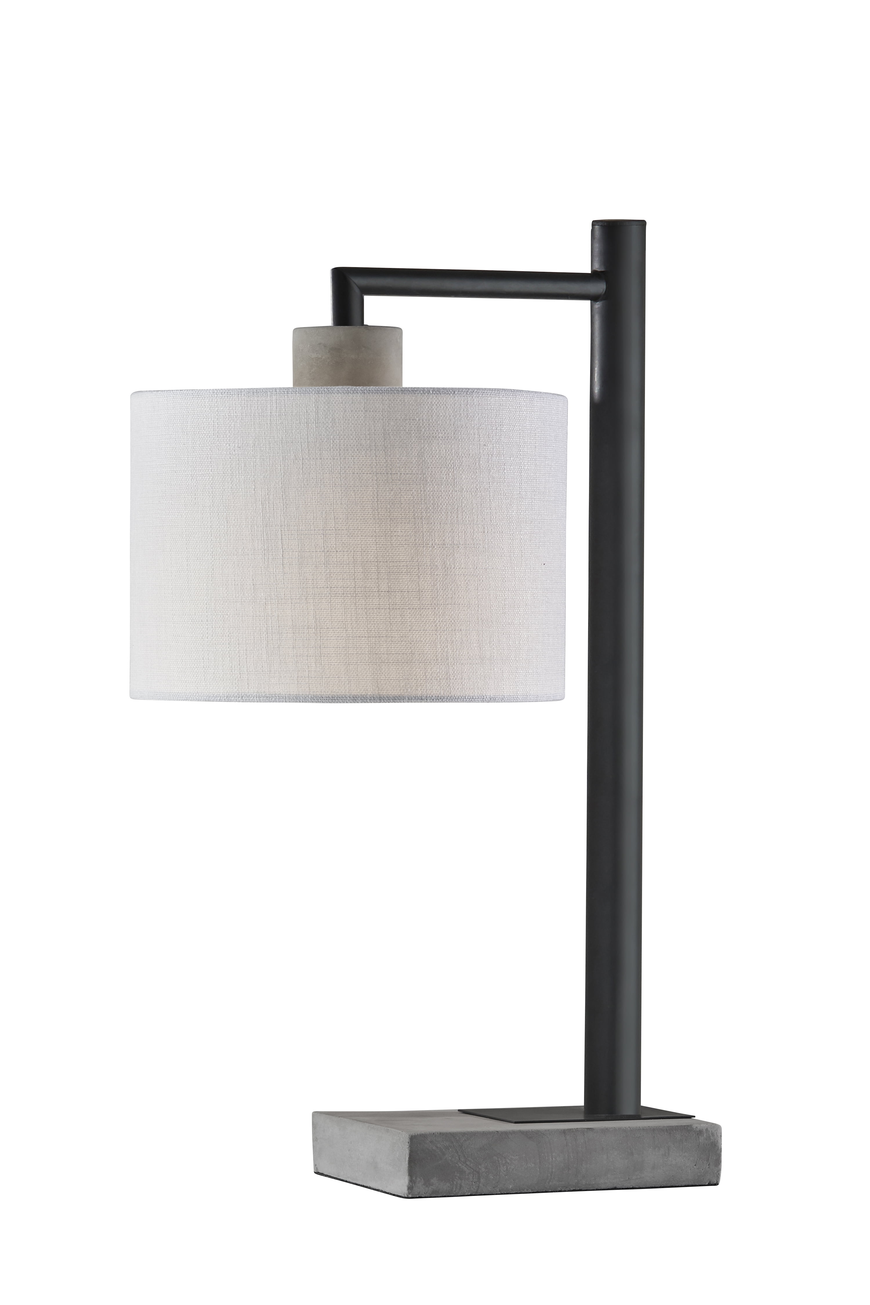 Cement Gray and White Textured Fabric Industrial Desk Lamp