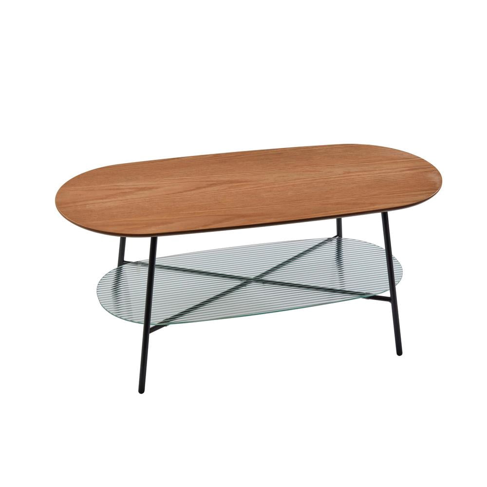 Adesso, Diane Coffee Table, Natural Wood & Black, MDF
