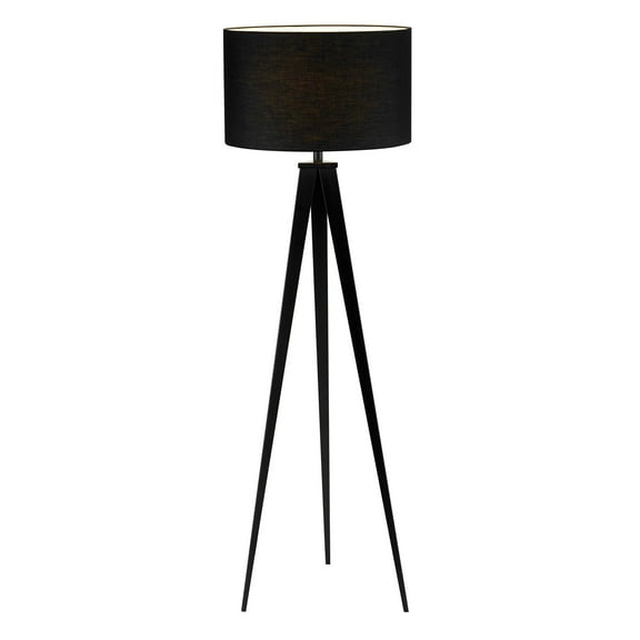 Adesso Director Collection Black Modern Torchiere Tripod Floor Lamp with Shade