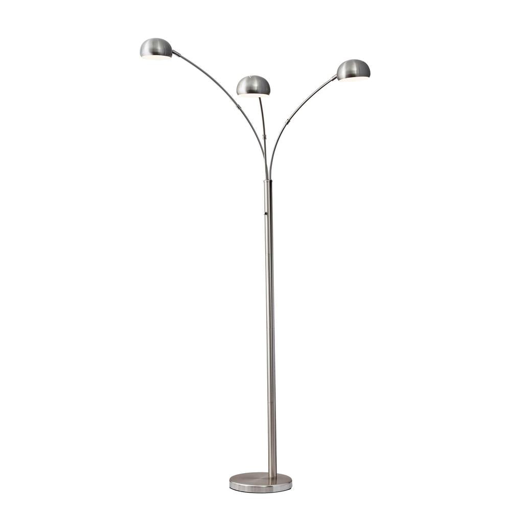 Adjustable Silver Steel Arc Floor Lamp with Marble Base