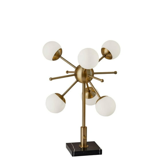 Adesso Doppler Led Table Lamp Antique Brass and White Opal Glass