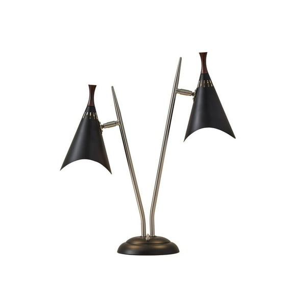 Adesso Draper Desk Lamp, Brushed Steel,Black painted with wood accent