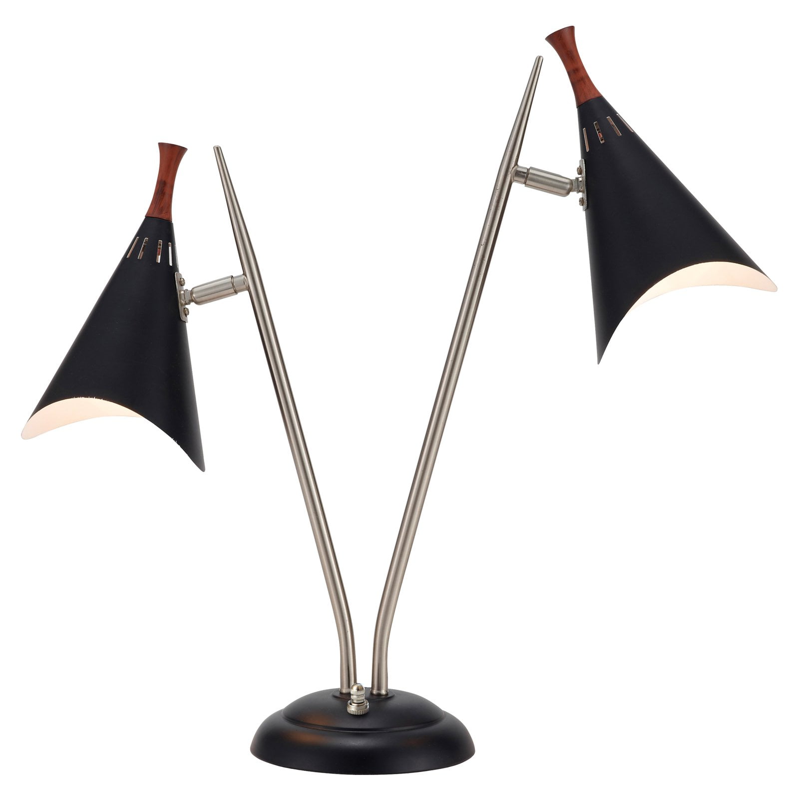 Black Adjustable Mid-Century Modern Dual Shade Desk Lamp